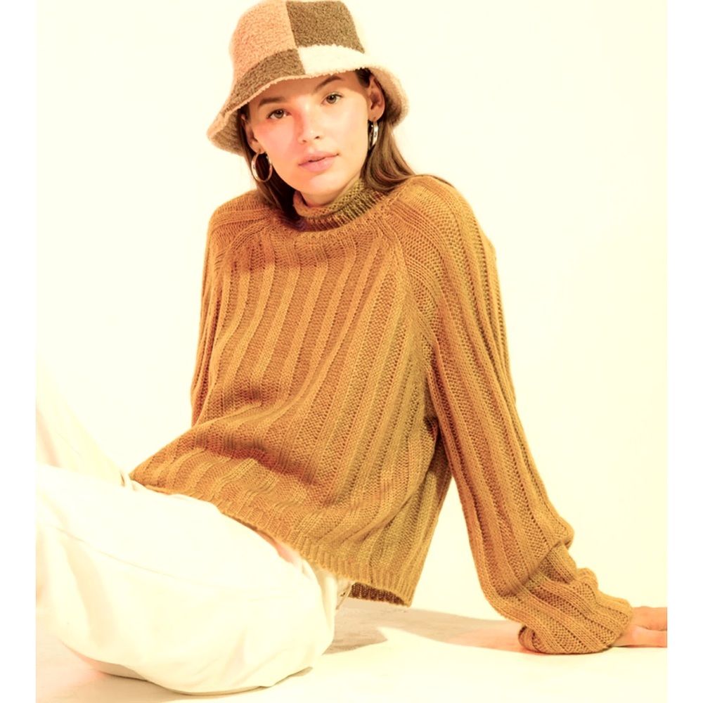 Cozy ribbed high neck sweater